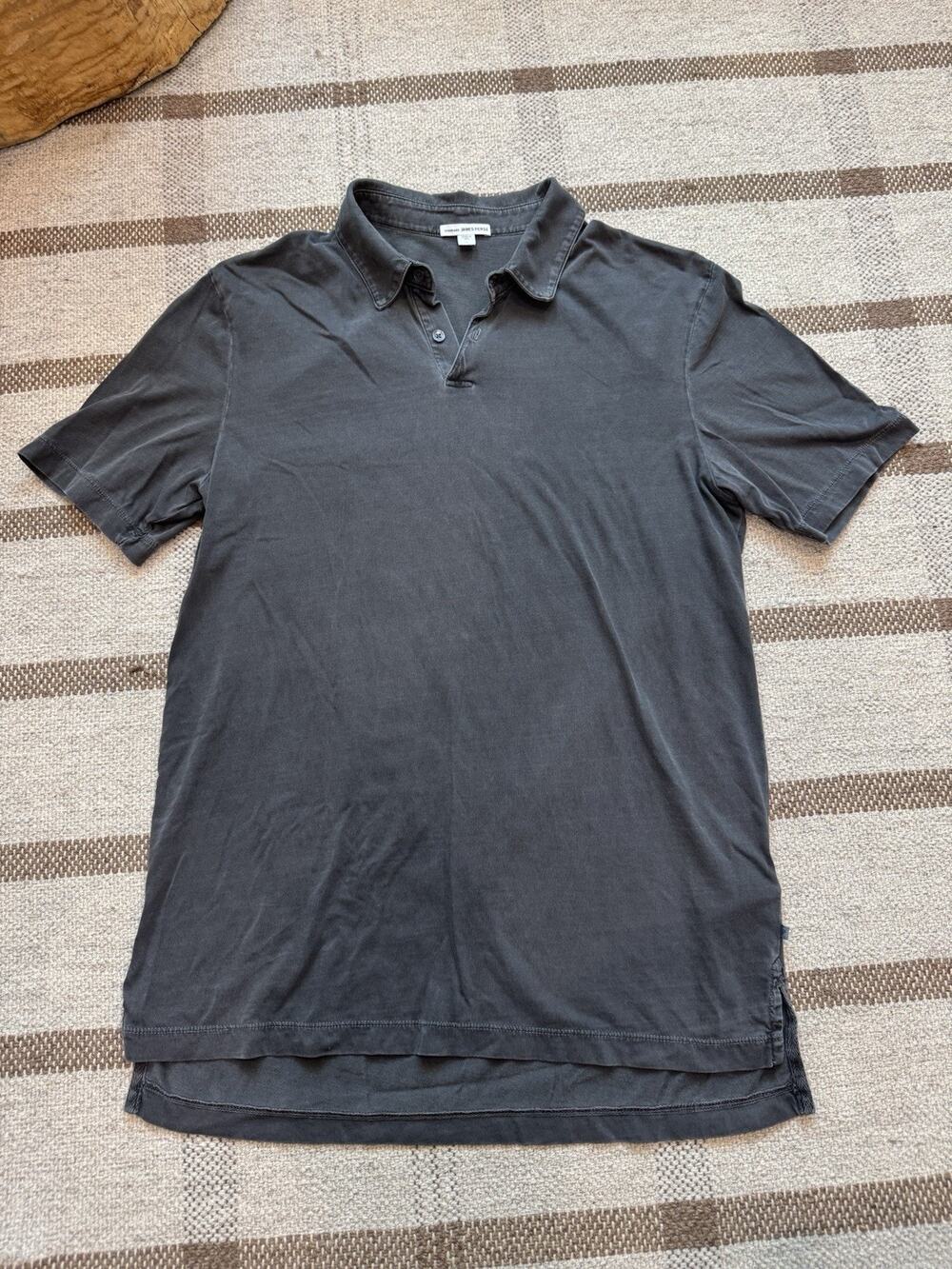 Standard James Perse Men’s Short Sleeve Polo Shirt Longer 2 Medium Gray Supima